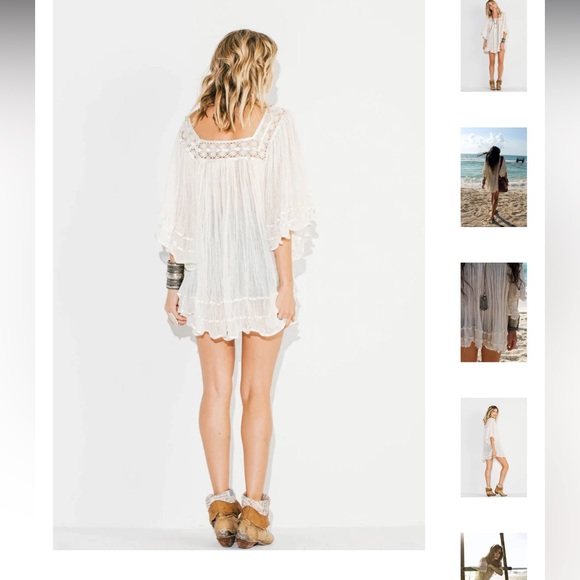 70’s Bohemian Sexy Angel Sleeves Mini Dress Tunic 100%Cotton Gauze Desert Babe - Picture 7 of 16